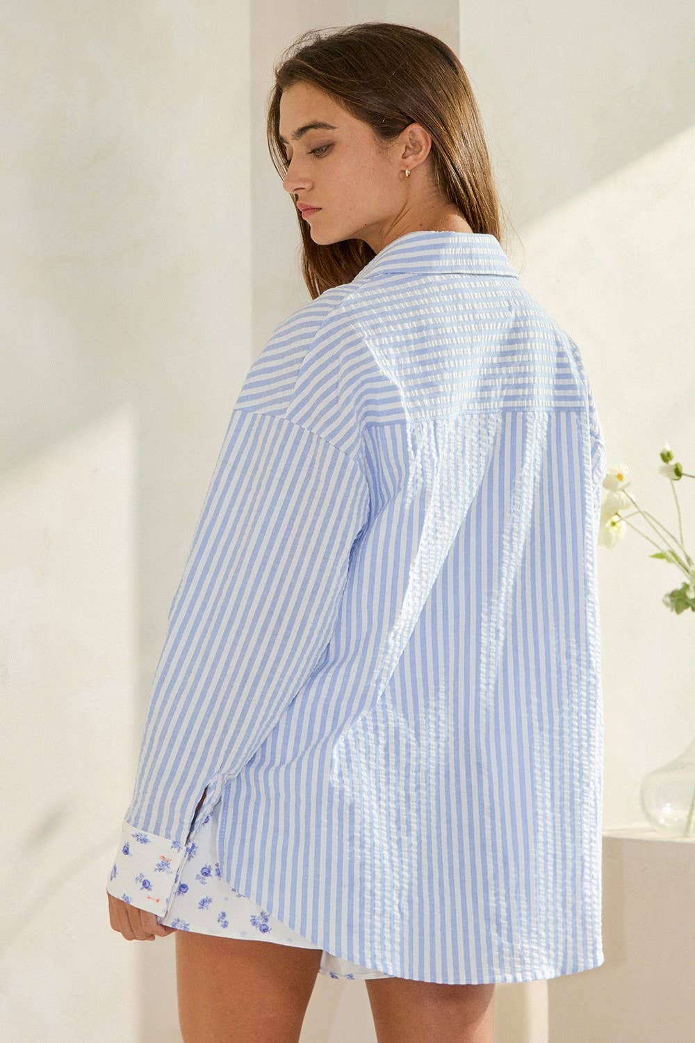 Bea | Floral Contrast Detail Button-Down Shirts