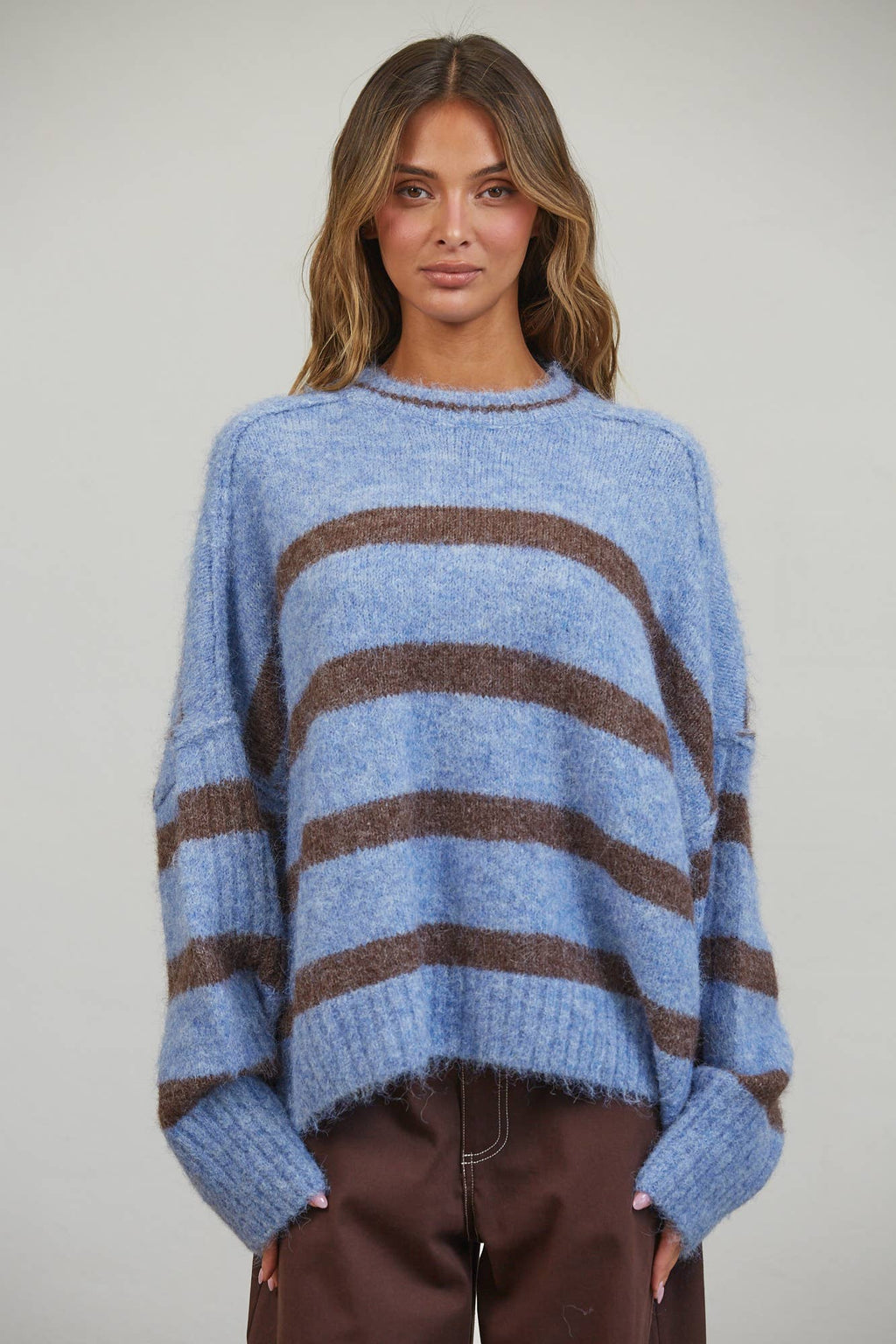 Anika | Fuzzy Boyfriend Stripe Sweater