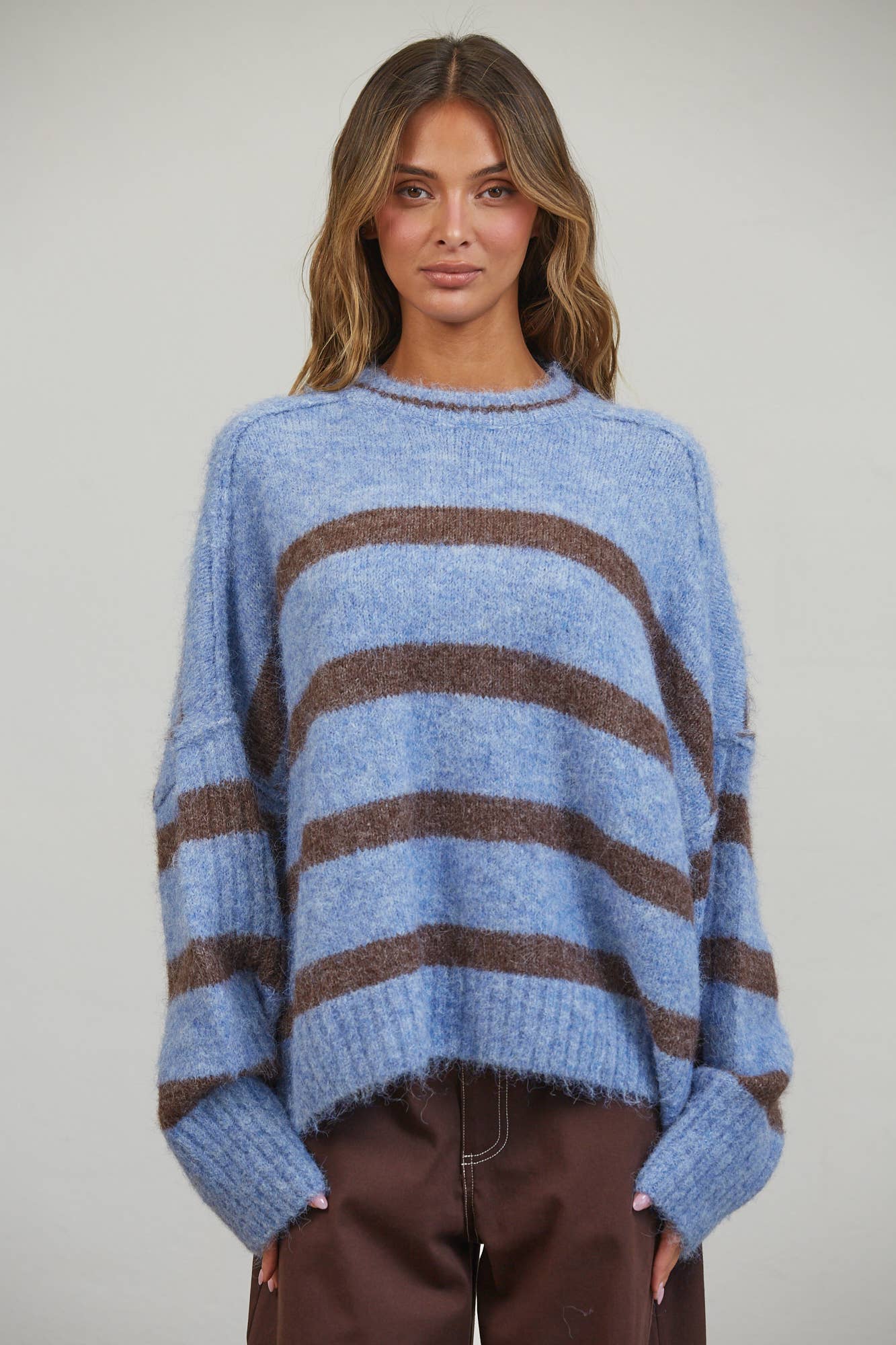 Anika | Fuzzy Boyfriend Stripe Sweater