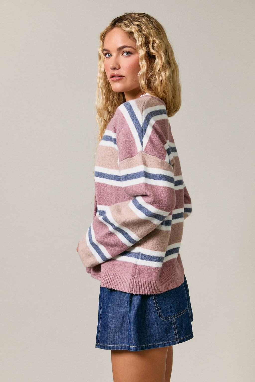 Ember | Long Sleeve Striped Soft Cardigan