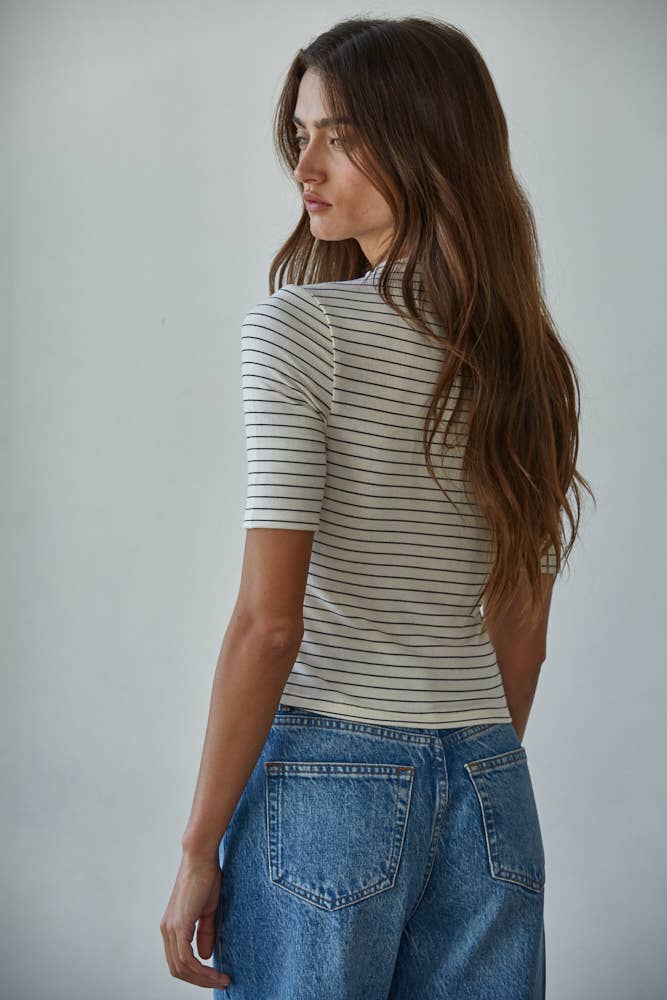 Marlo | Knit Mock Neck Short Sleeve Top