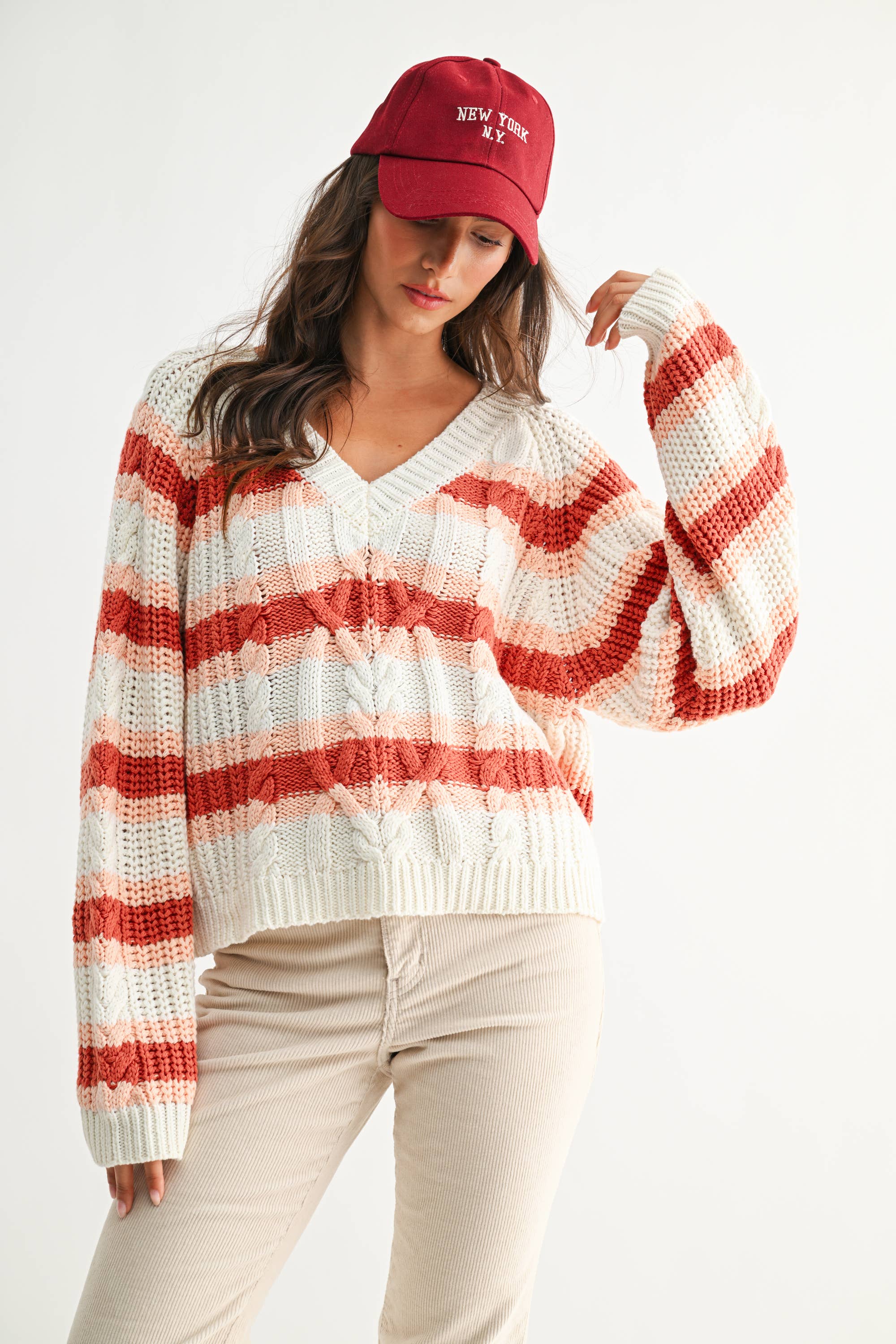 Sunset | Stripe Chunky Knit Sweater
