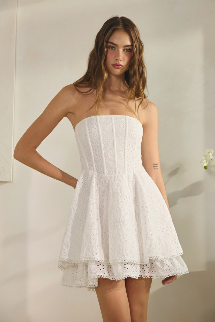 Yadira | Mon Petit Eyelet Corset Mini Dress