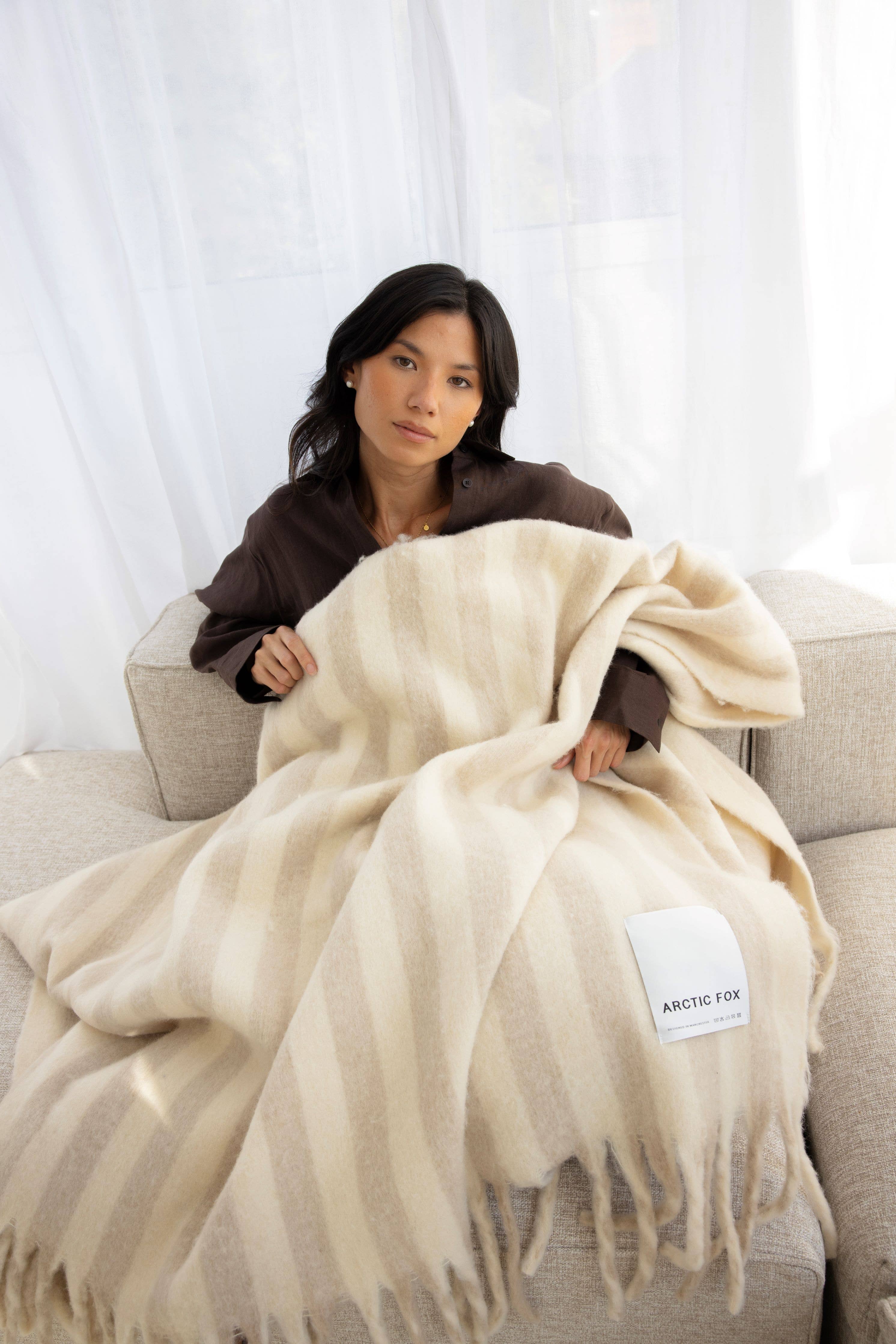 The Wool Stripe Throw | Pale Taupe Stripe