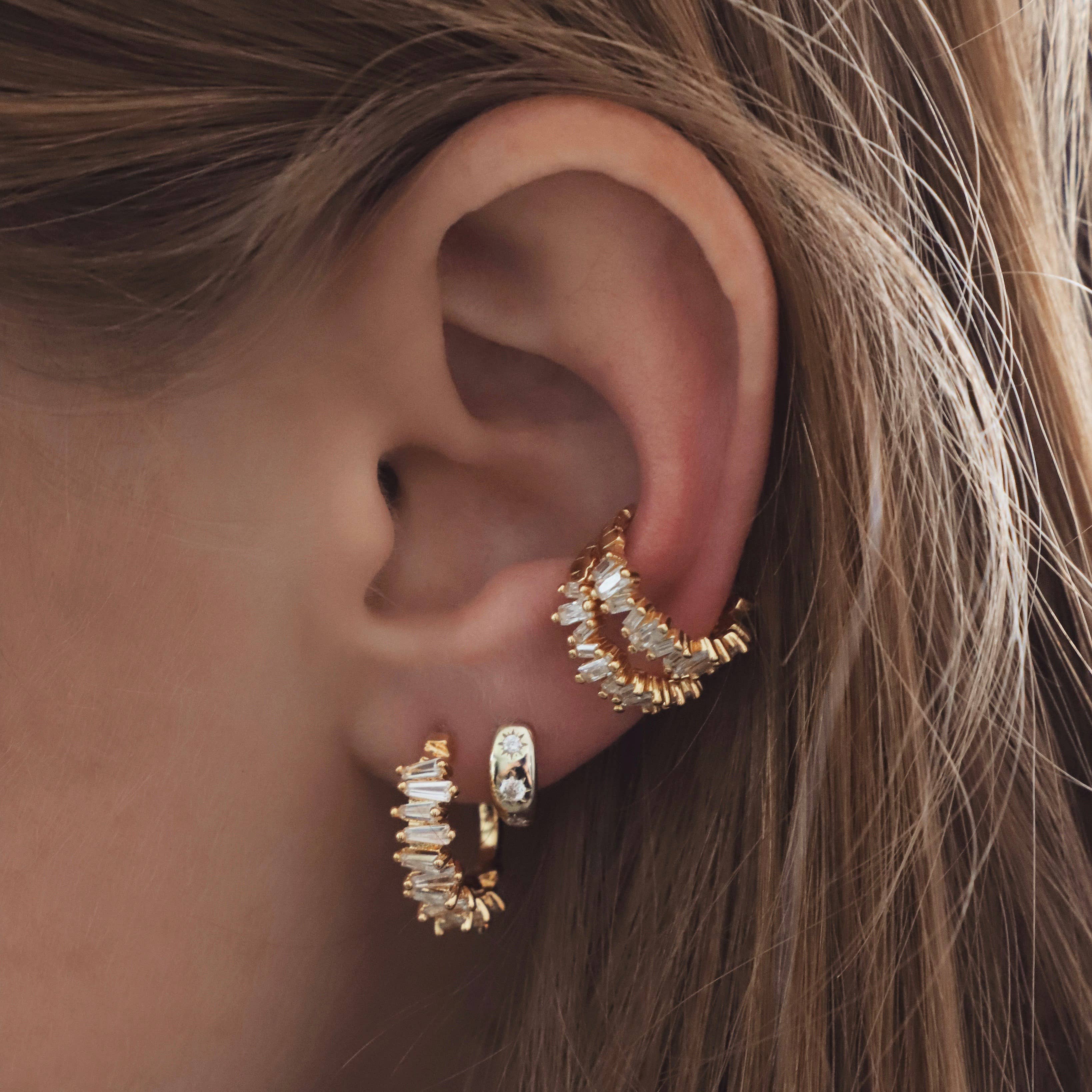 Lindsay | Tapered Baguette CZ Hoops