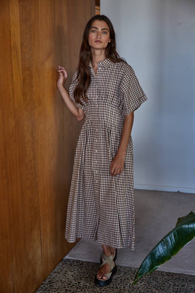 Gingham | 100% Woven Cotton Button Maxi