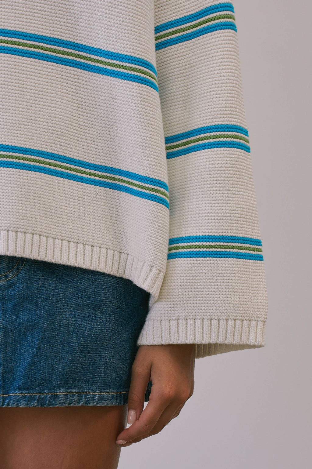 Angelina | 100% Cotton Textured Stripe Pullover Sweater