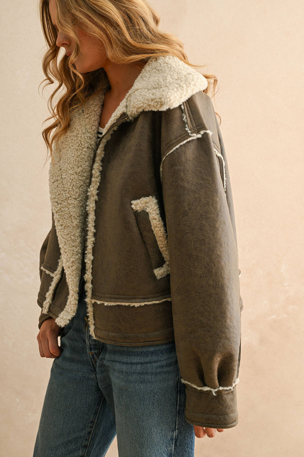 Colette | Sherpa Lined Pu Jacket
