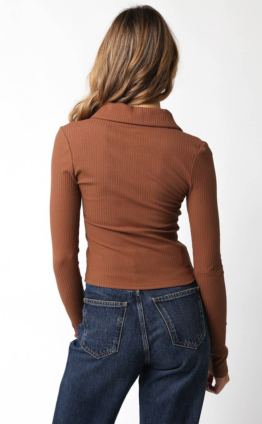 Megan | Knit Long Sleeve Top w/ Zipper