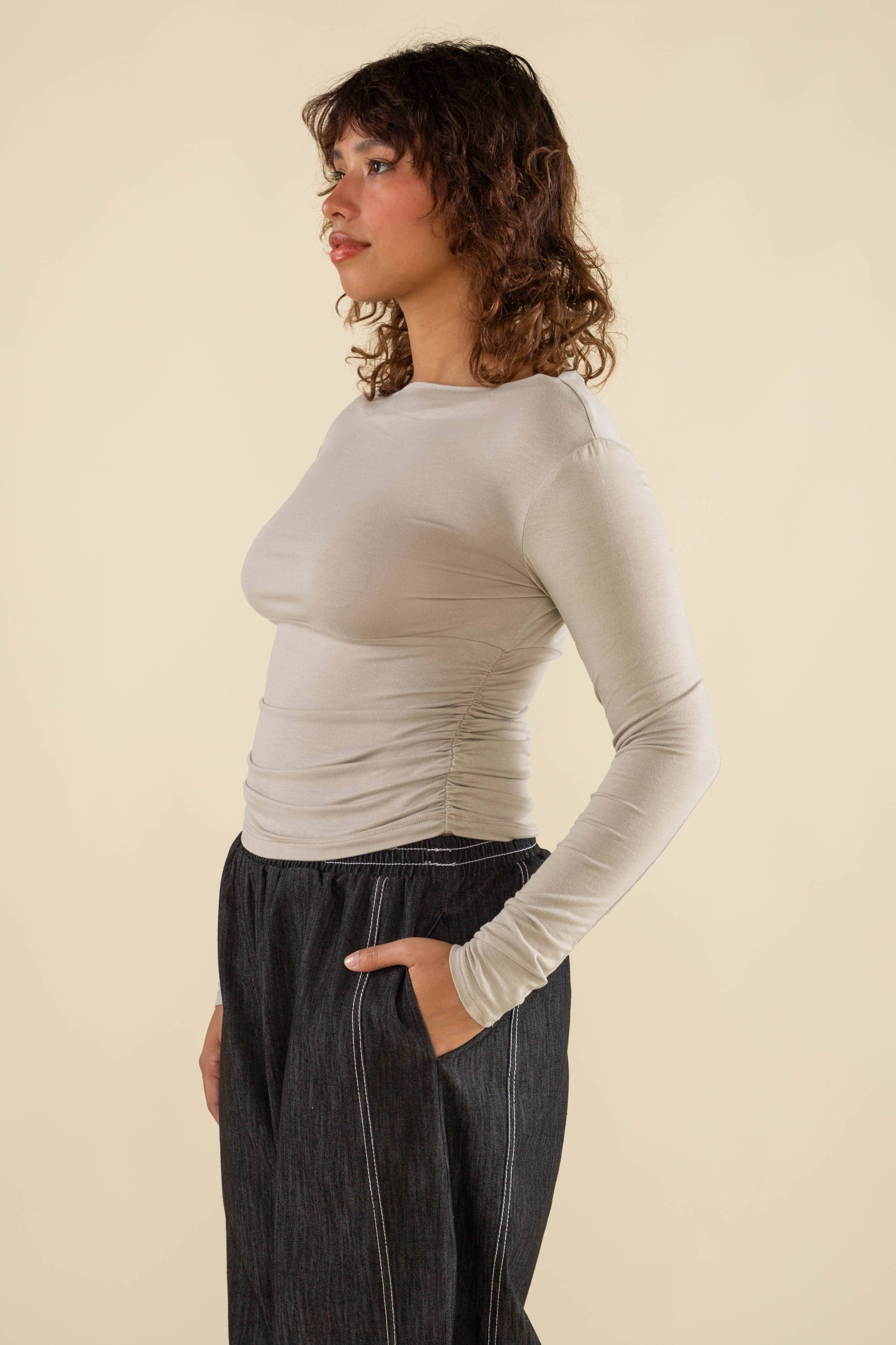 Effie | Shirred Waist Long Sleeve Top