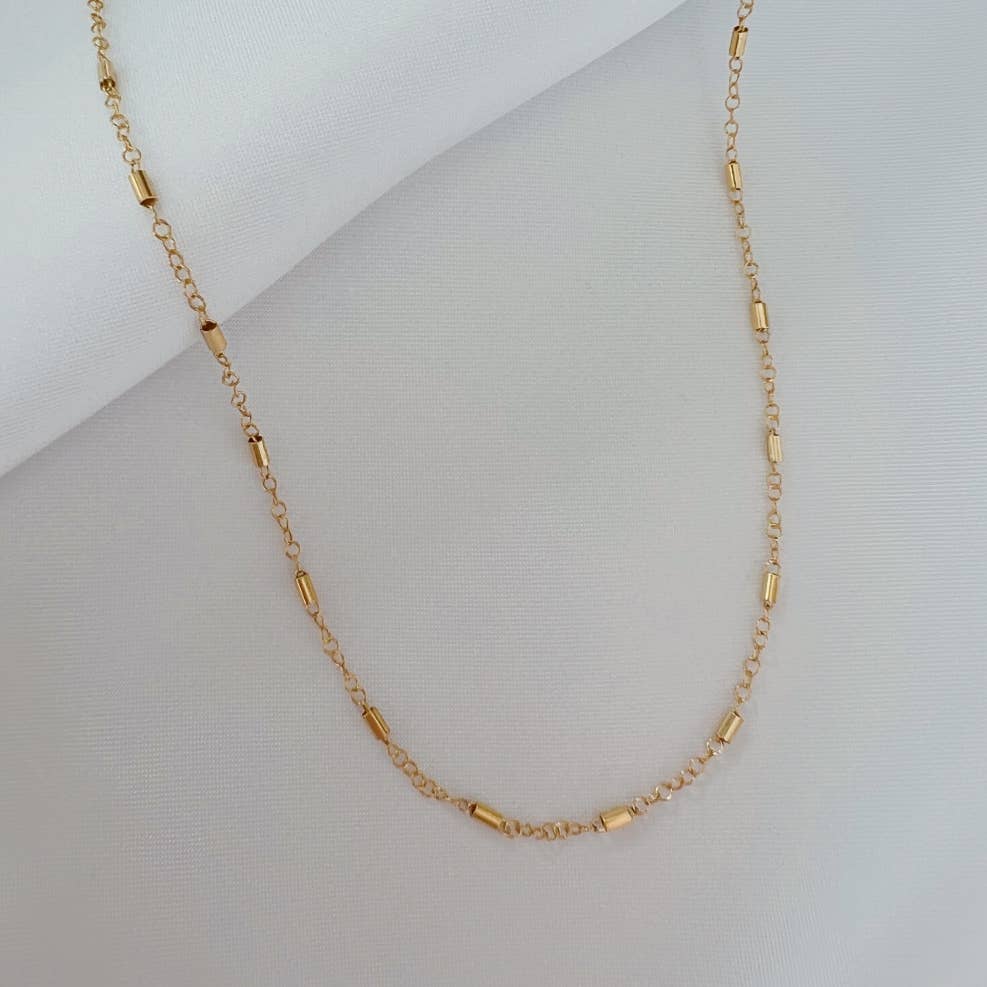 Jake Bar Cable Layering Chain Necklace Gold Filled 18"
