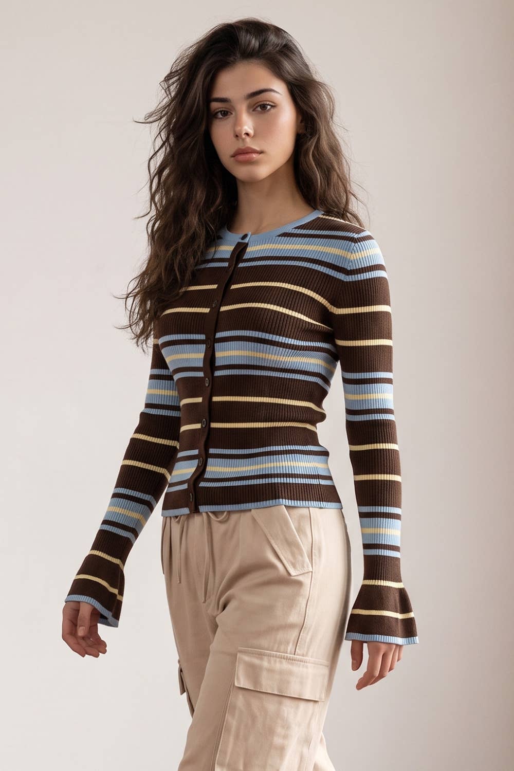 Romy | Striped Long Sleeve Cardigan