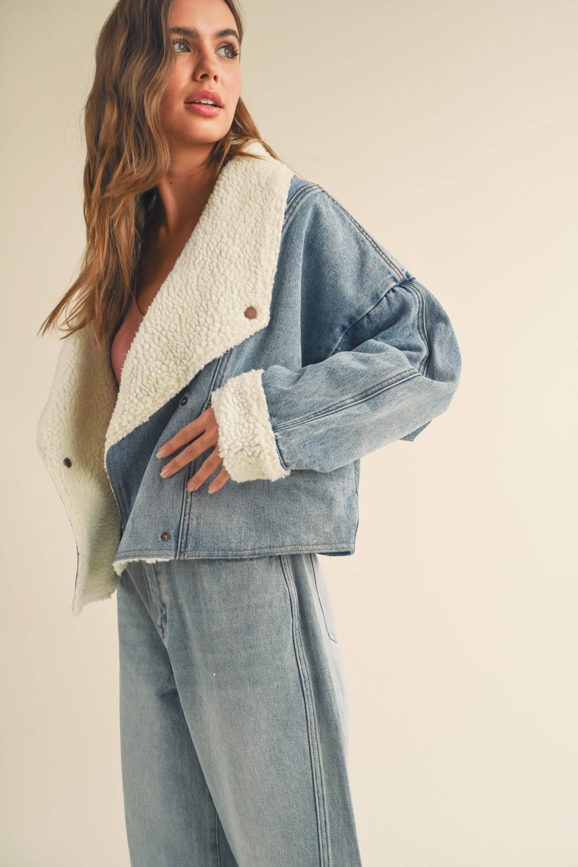 Cindy | Sherpa Lined Denim Jacket