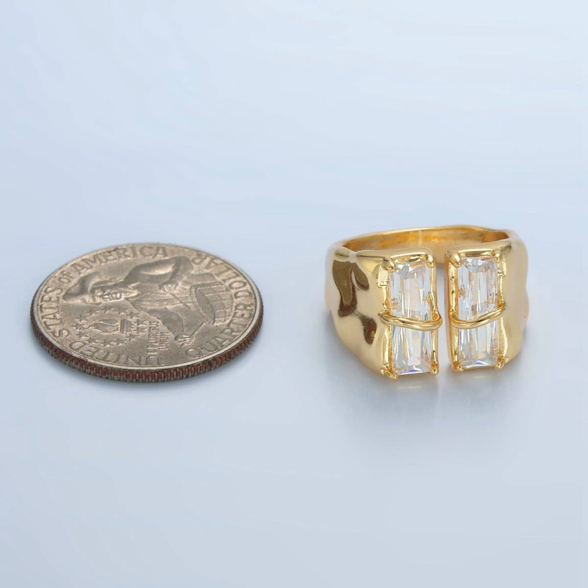 S. 6 24K Gold Filled Double Baguette Signet Wrap