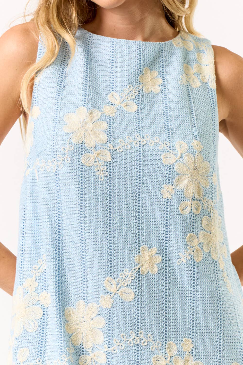 Andree | Floral Embroidered Shift Dress with Pockets