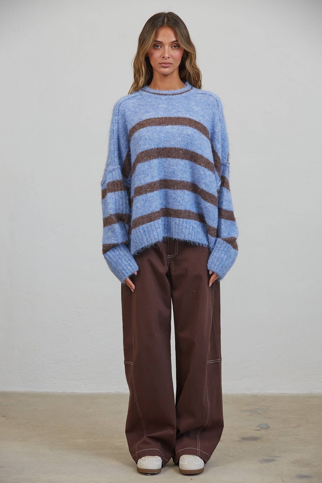Anika | Fuzzy Boyfriend Stripe Sweater