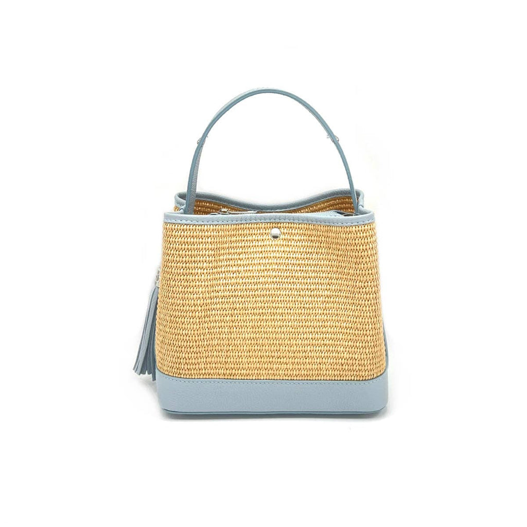 Raffia and Genuine Leather Bucket Bag | Made in Italy