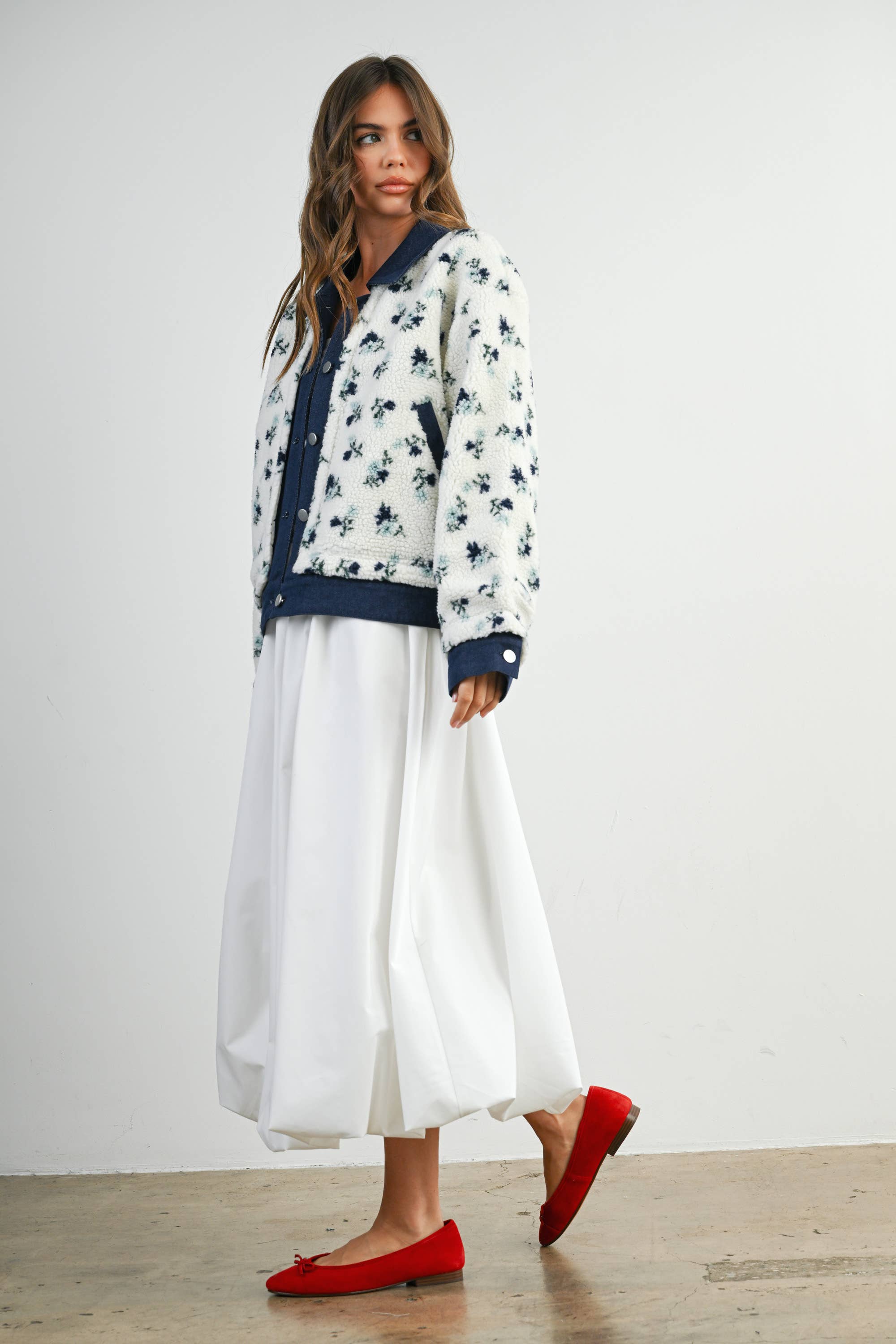 Elaine | Floral Collared Button-Down Jacket