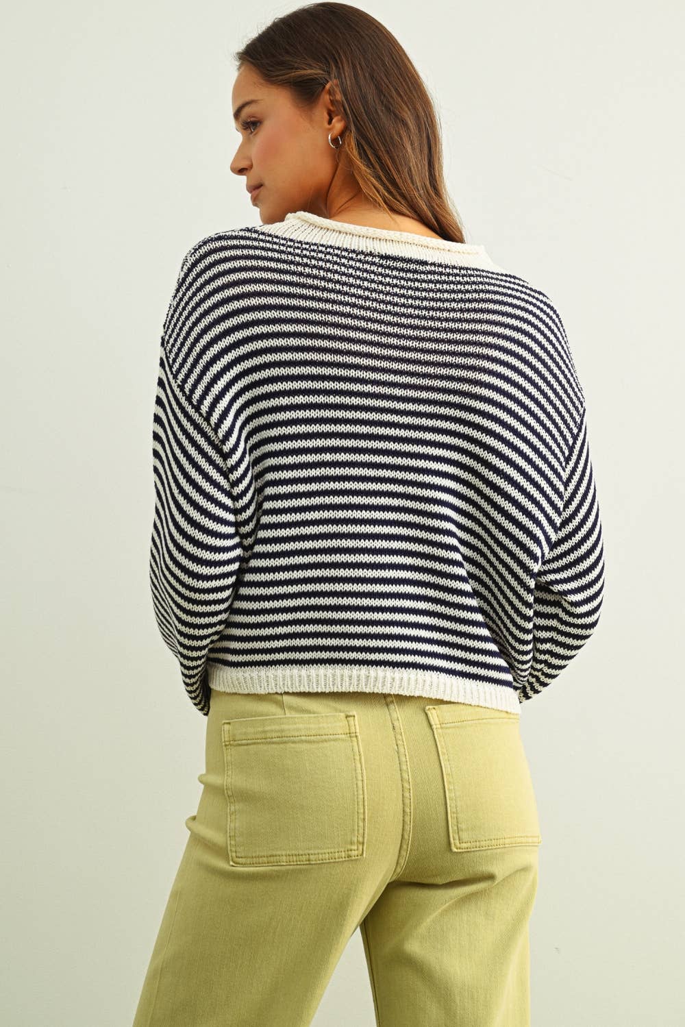 Happy | Stripe Button Front Knoit Cardigan