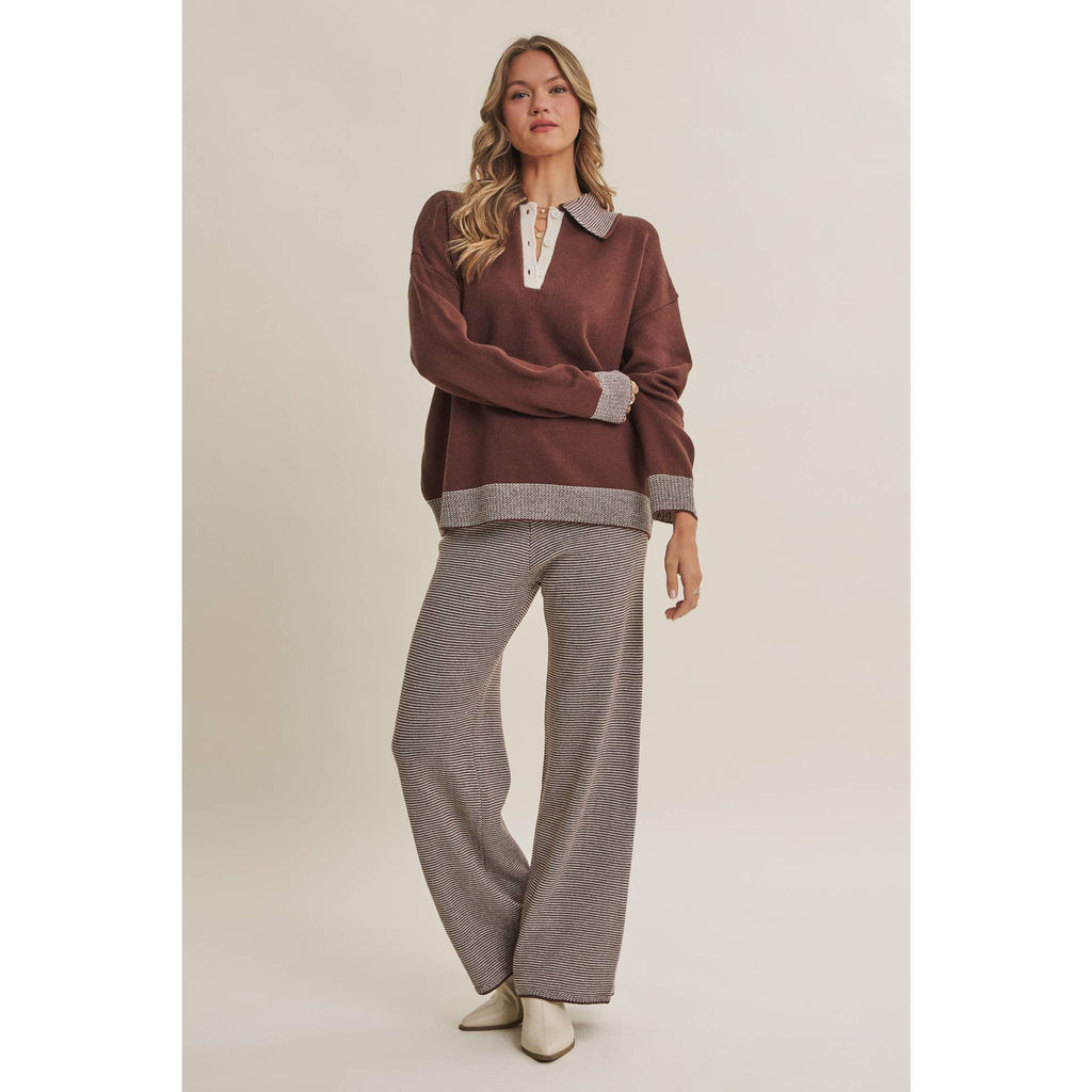 Cinnamon | Cozy Cabin Henley Sweater Set