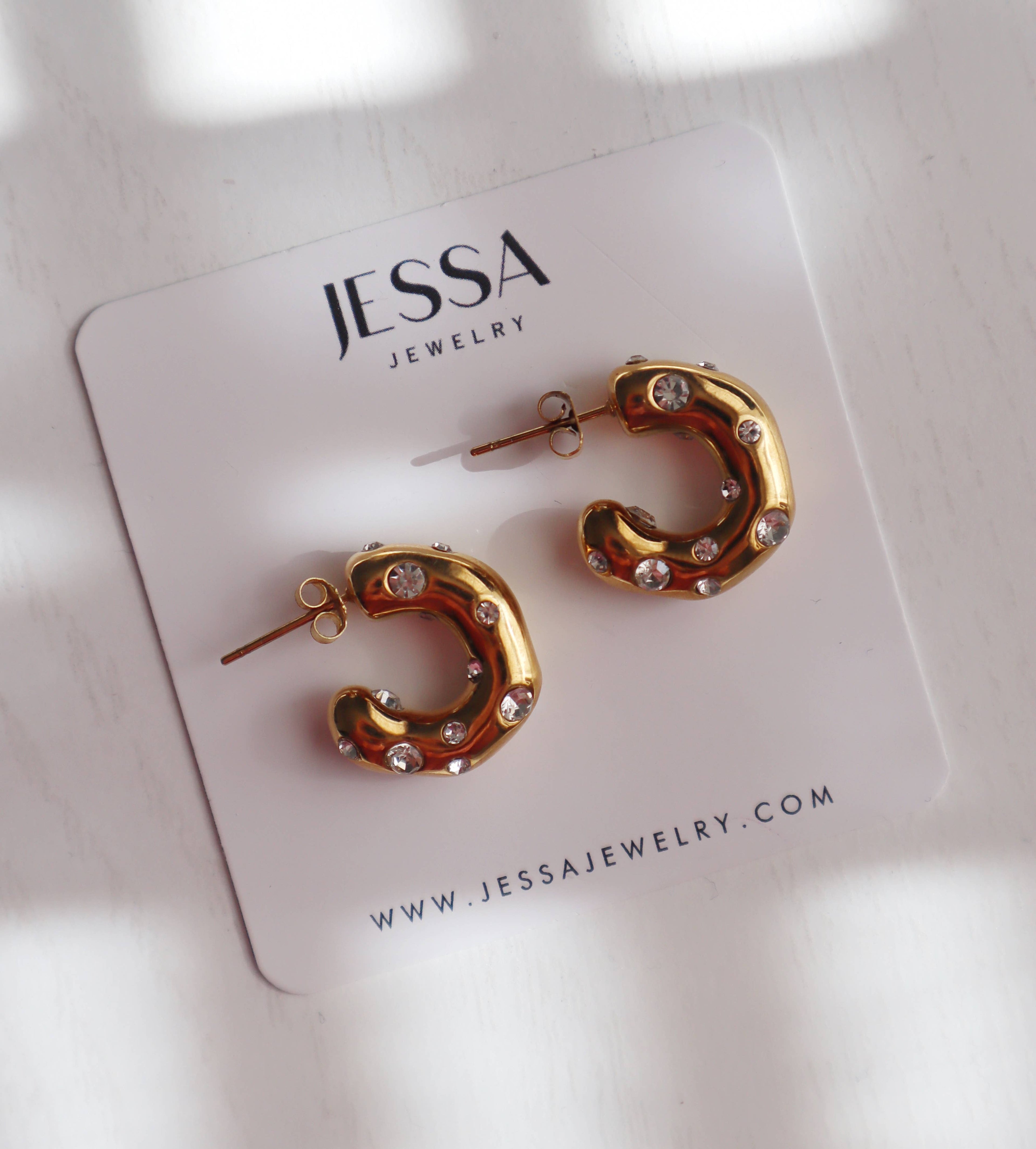 Dazzle Hoops | CZ Chunky Gold Hoops