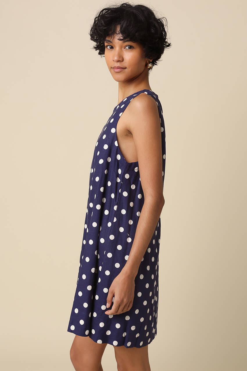 Noelle | Polka Dot Linen Blend Mini Dress
