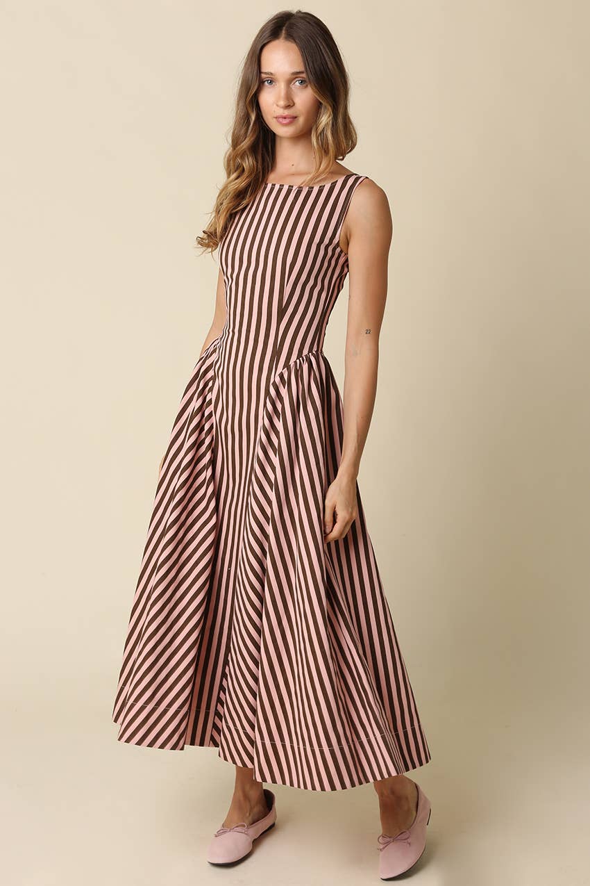 Cocoa | 100% Cotton Stripe Maxi Dress