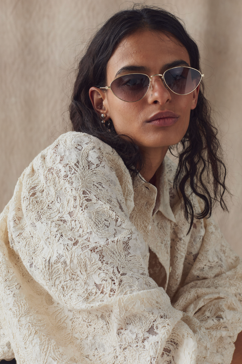 Claire | Cotton Lace Shirt - Natural