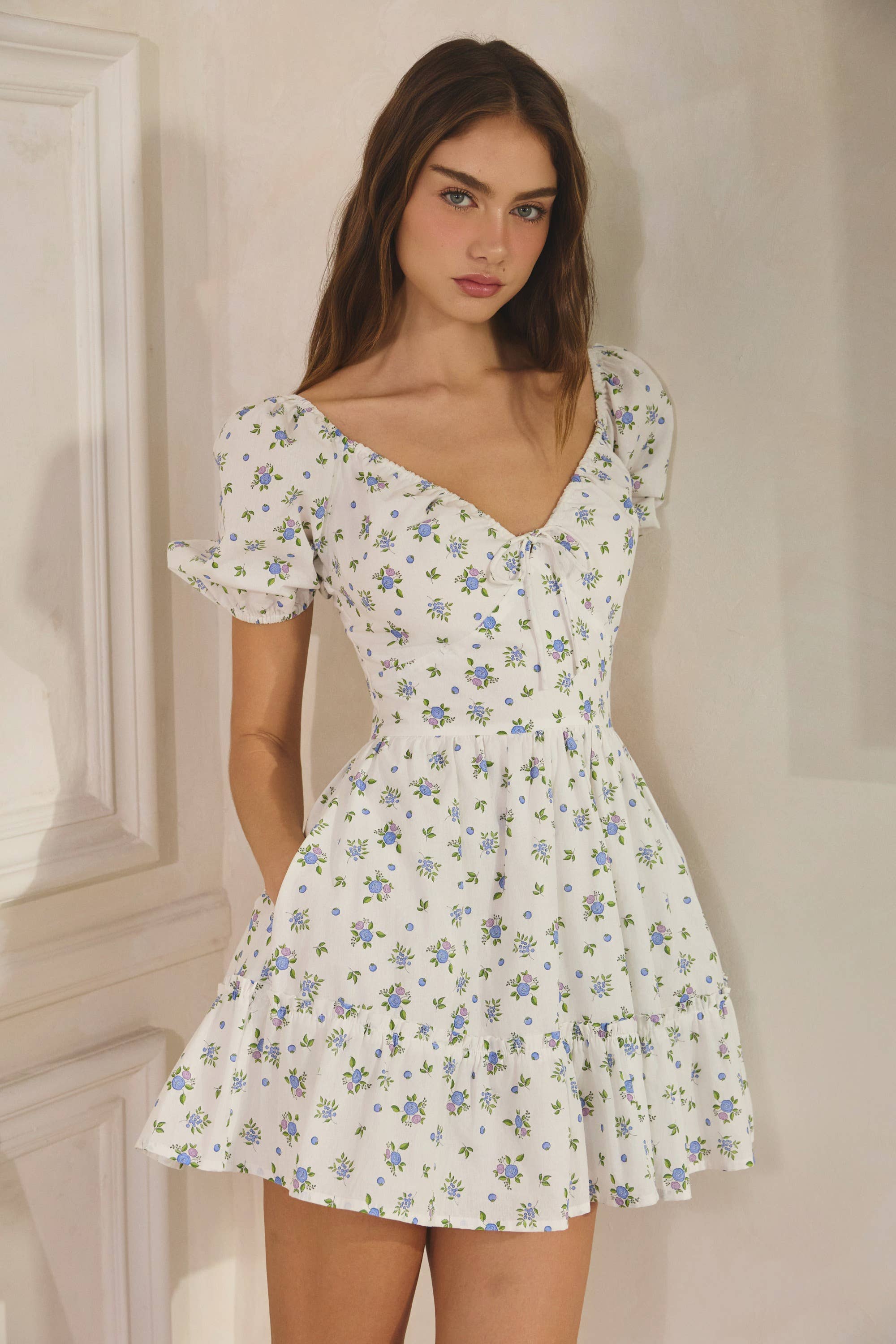 Blueberry | 100% Cotton Ruffle Mini Dress