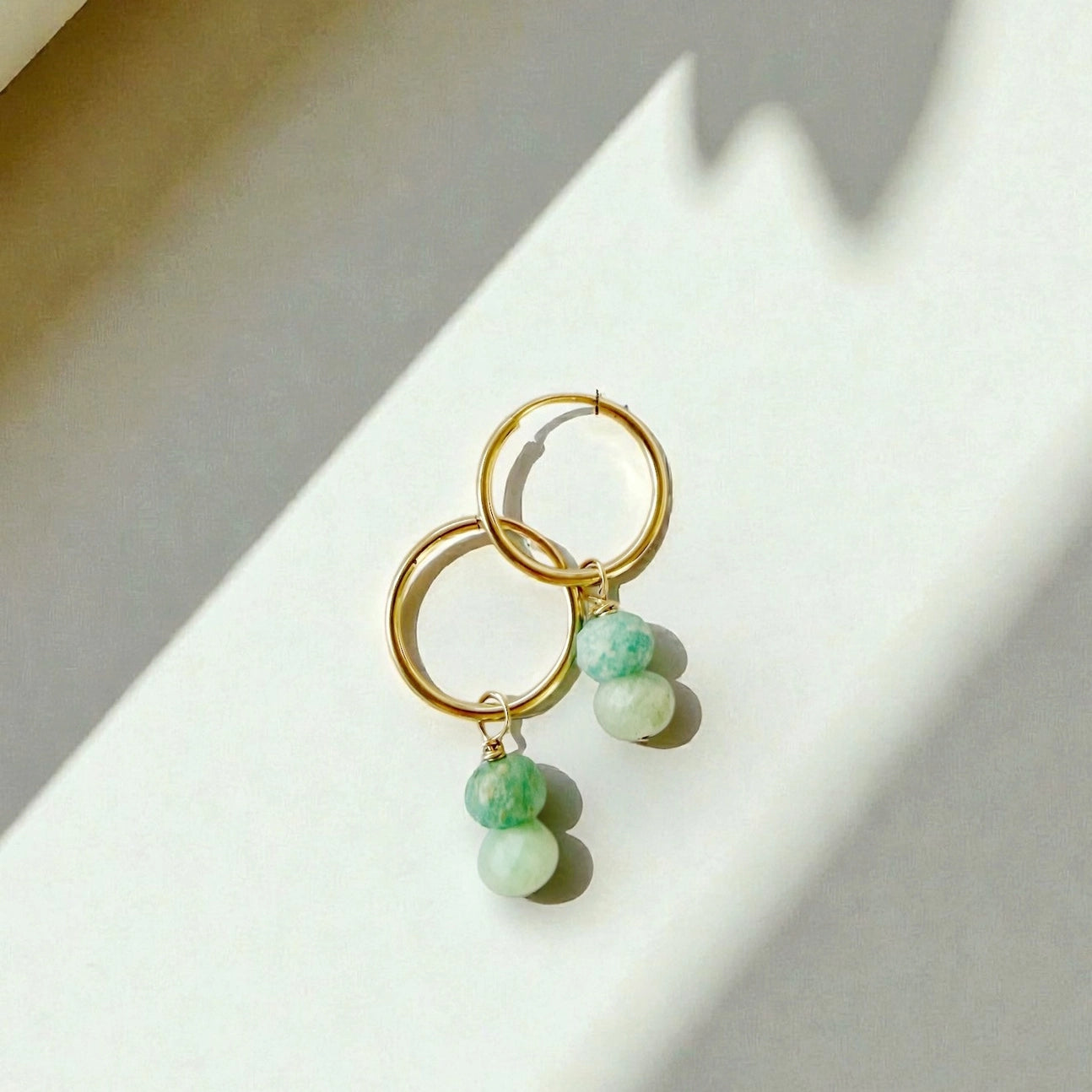 Palm Amazonite Gold Filled Hoops