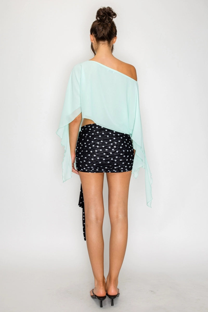 Leah | One-Shoulder Drape Crop Top
